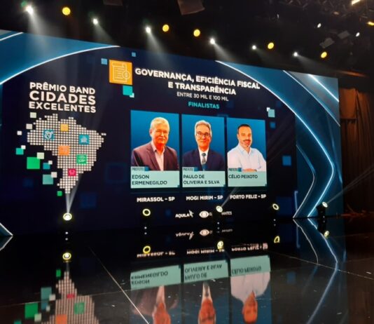 Mirassol é finalista do Prêmio Band Cidades Excelentes na categoria Governança, Eficiência Fiscal e Transparência
