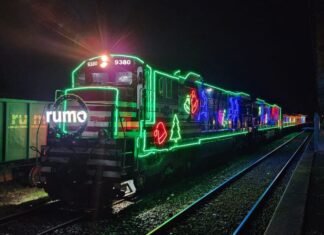 Trem de Natal iluminado passa por Mirassol nesta sexta-feira (5) e promete encantar famílias da região