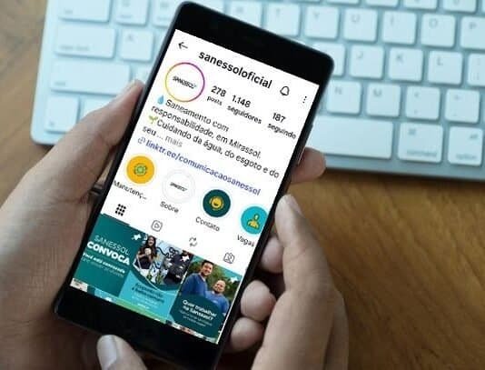 Perfil da Sanessol no Instagram conecta os moradores às notícias relacionadas aos serviços de água e esgoto